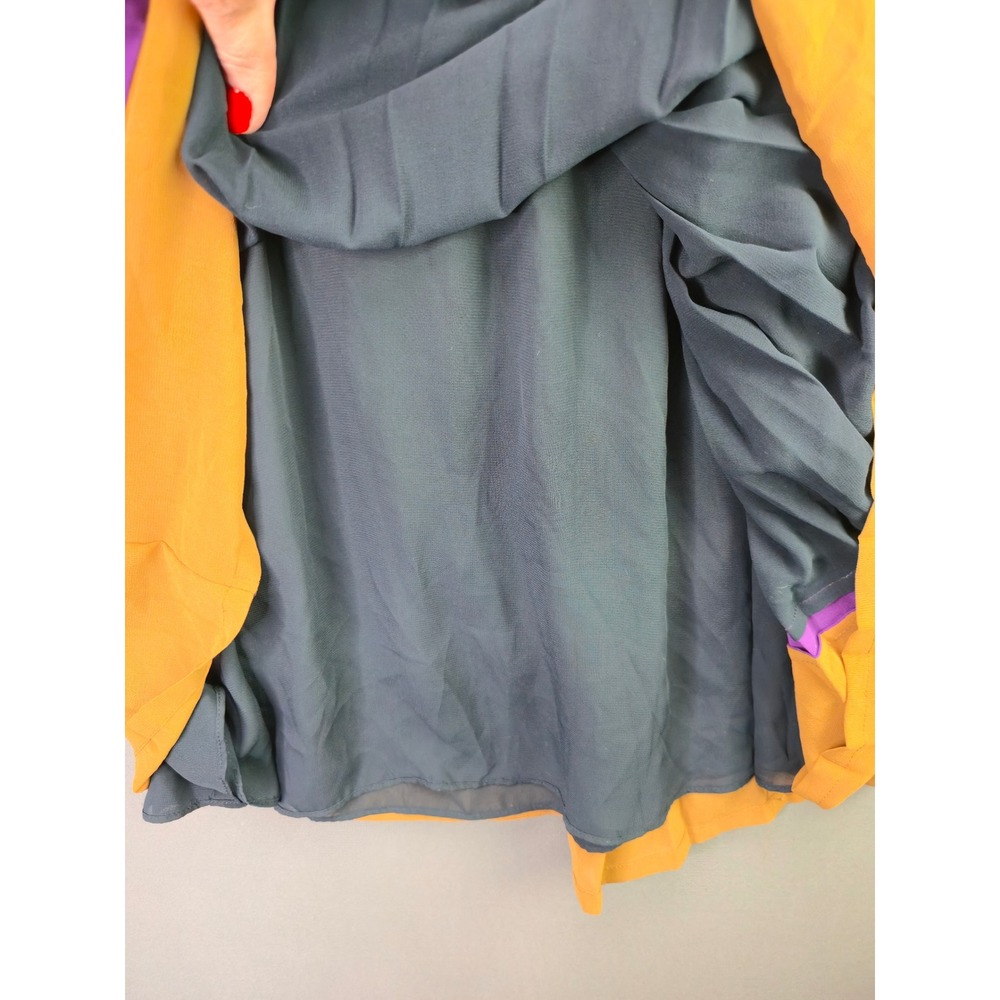 I Love H81 Pleated Mini Dress Medium Navy Purple Colorblock Chiffon Flutter Slv - Picture 9 of 9